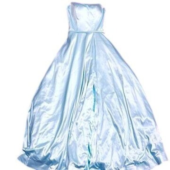 Strapless Light Blue Satin A-Line Formal Gown Size 4 Dress by COLORS 2182 - Picture 3 of 12